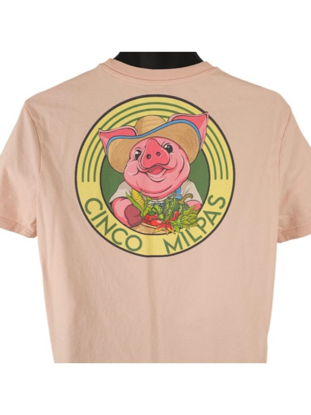 Cinco Milpas Pig T Shirt Mens Size Large Orange Farmer Farming